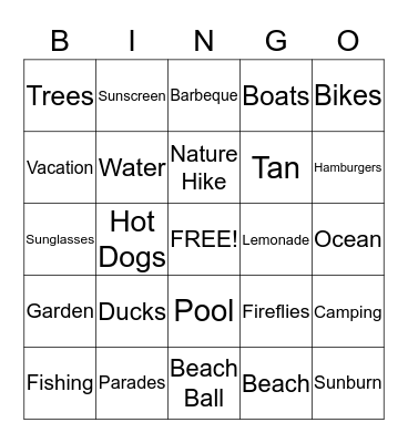 Summer Bingo Card