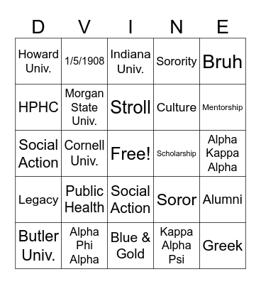 Divine 9 BINGO Card