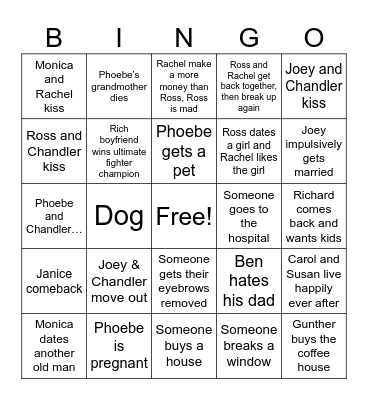 Friends Prediction Bingo Card