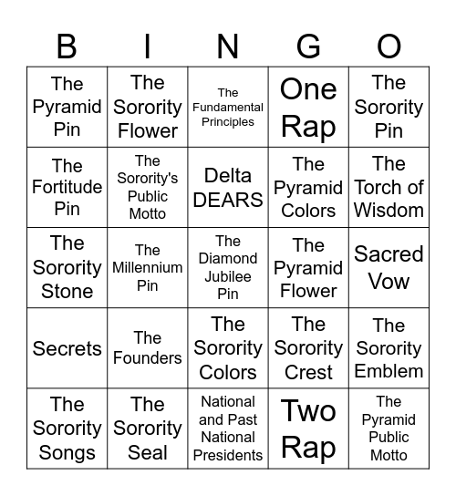 Protocol and Traditions Bingo Card
