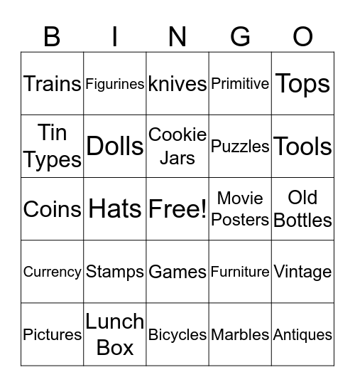 Miss Ellie's Antiques Bingo Card