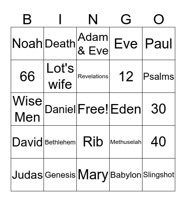 Bible Trivia Bingo Card