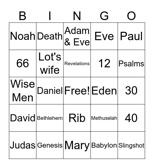 Bible Trivia Bingo Card