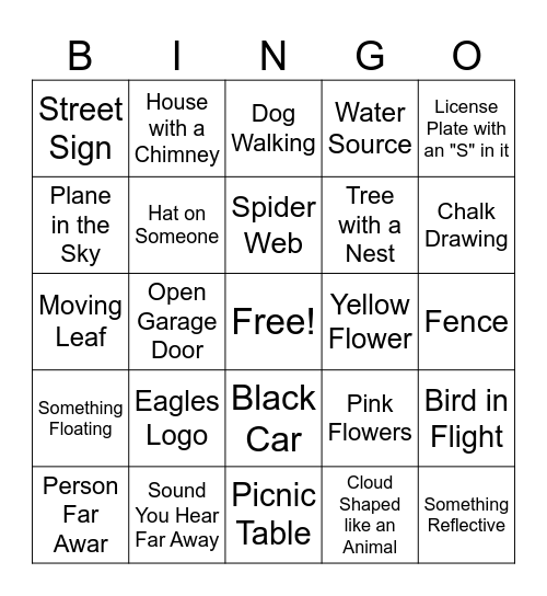 Nature Walk BINGO Card
