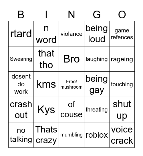 nathan Bingo Card