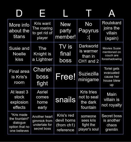 Delta Rune bingo! Bingo Card