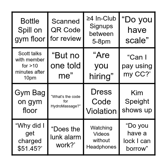 PF BINGO Card
