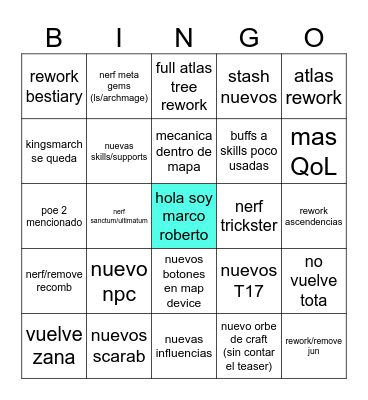 BINGO ANUNCIO!!!!!!!!!! Bingo Card