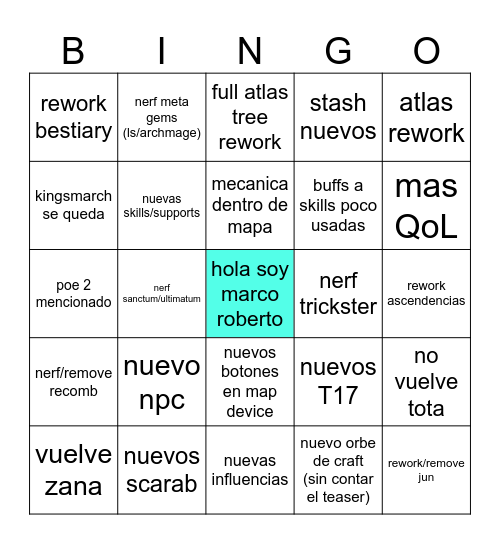 BINGO ANUNCIO!!!!!!!!!! Bingo Card