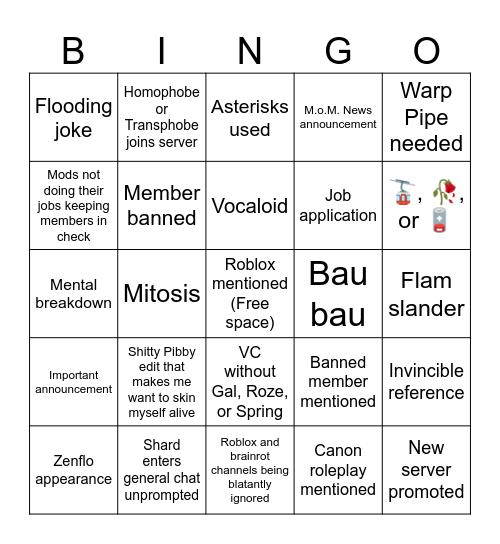 Weekly Mansion of Madness Bingo Card