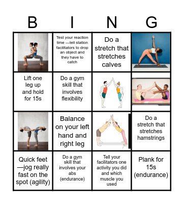 Types of exercise Bingo Card
