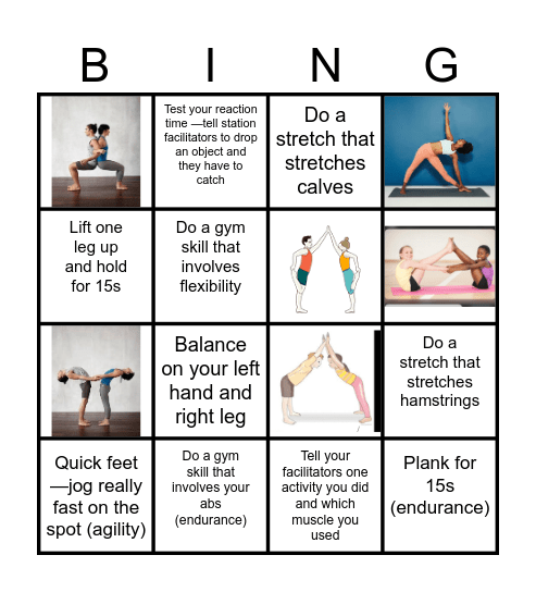 Types of exercise Bingo Card