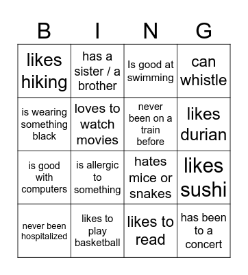 Find some who...... Bingo Card