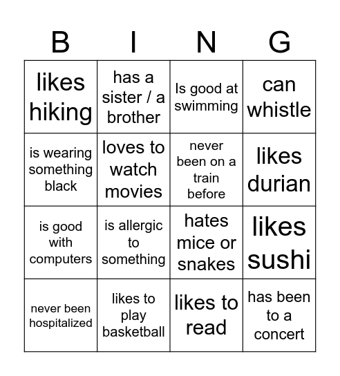 Find some who...... Bingo Card
