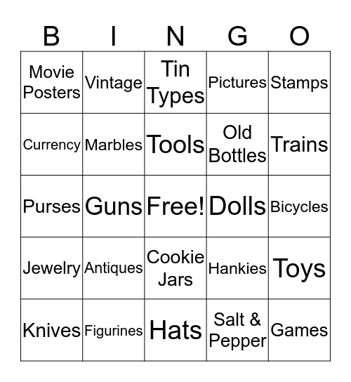 Miss Ellie's Antiques Bingo Card