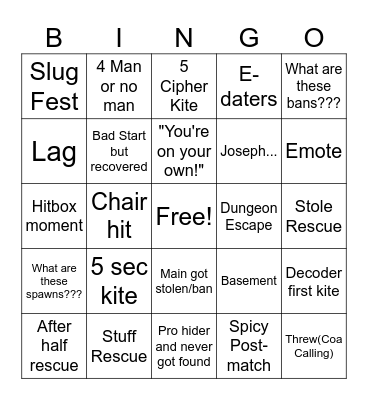Identity V Survivor Rank Bingo Card
