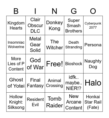 Summer Games Fest Bingo Card
