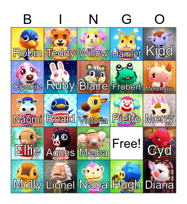 Animal Crossing Bingo Card
