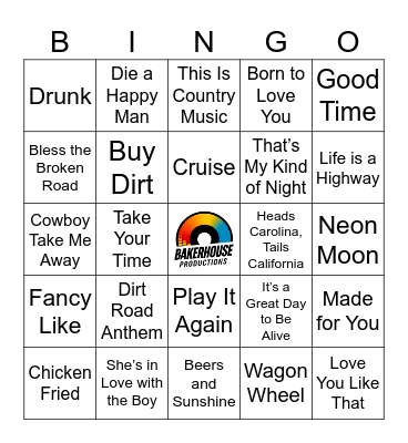 Country Bingo Card