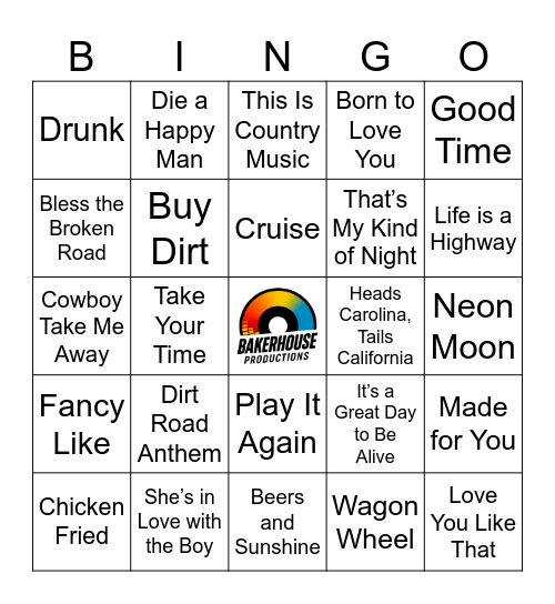 Country Bingo Card