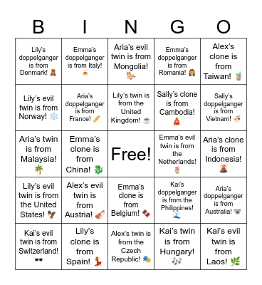 Emma’s clone is from China! 🐉 Bingo Card