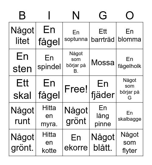 Naturbingo Card