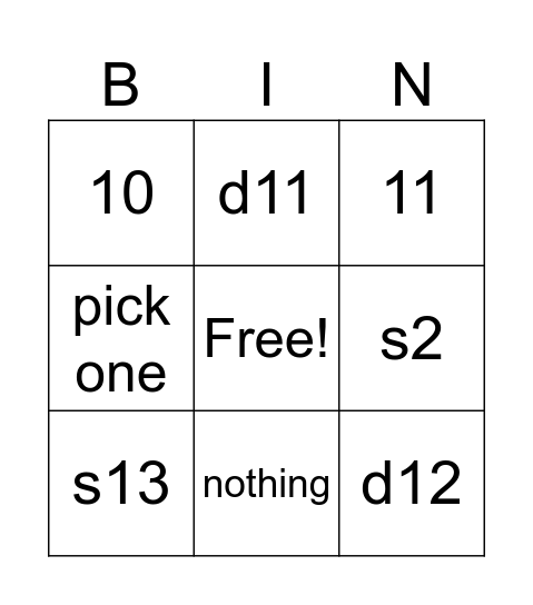 BINGO Card