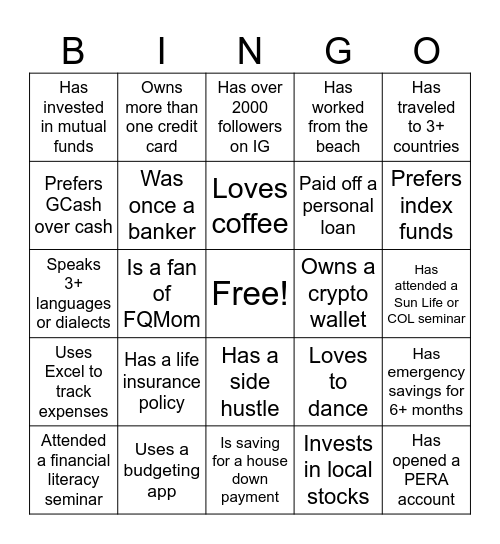 IFE HUMAN BINGO Card