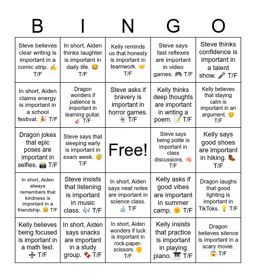 Steve believes balance is important in riding a bike. 🚲 Bingo Card