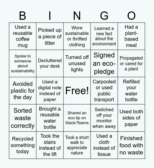 Earth Bingo Card