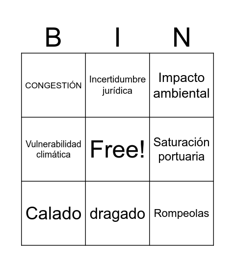 PROGRESO Bingo Card