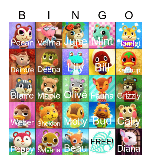 Animal Crossing Bingo Card
