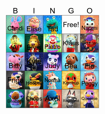 Animal Crossing Bingo Card