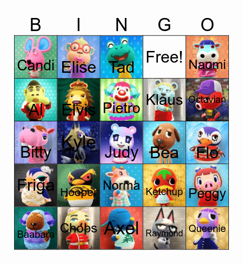 Animal Crossing Bingo Card