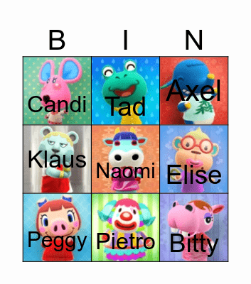 Animal Crossing Bingo Card