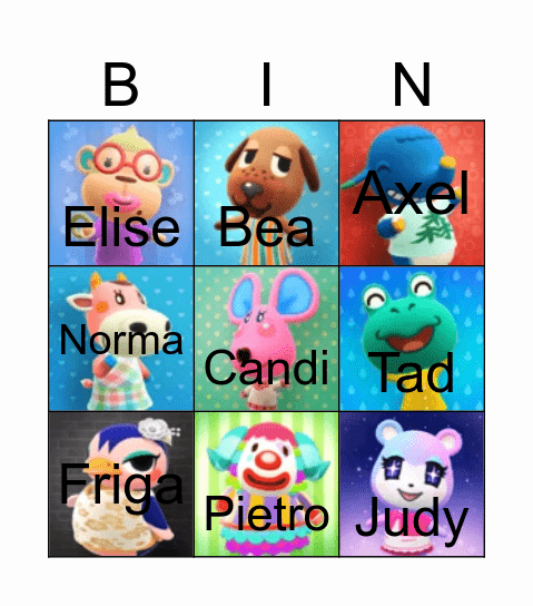 Animal Crossing Bingo Card
