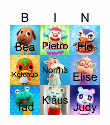 Animal Crossing Bingo Card