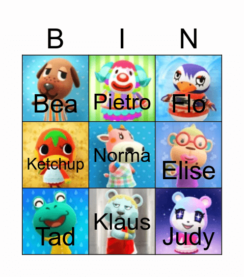 Animal Crossing Bingo Card