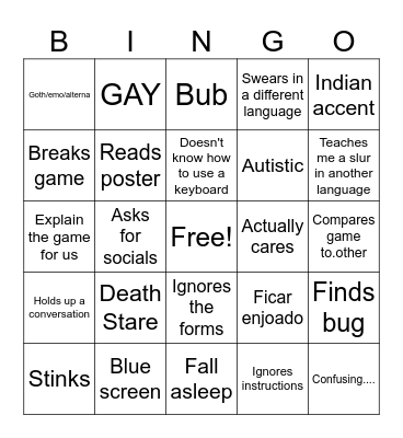 Goof Bingo Card