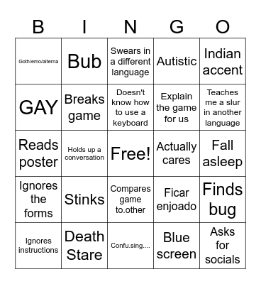 Goof Bingo Card