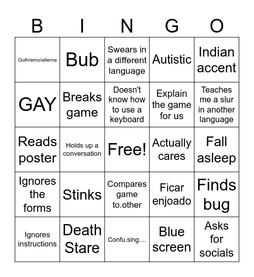 Goof Bingo Card