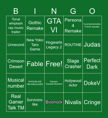 Dorito Pope Show Bingo Card