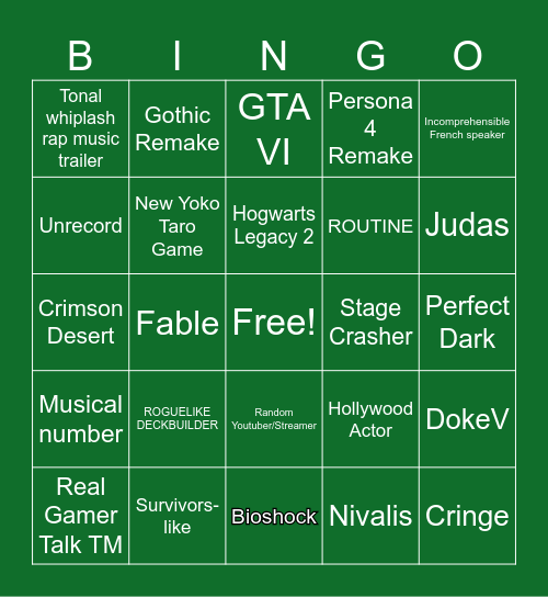 Dorito Pope Show Bingo Card