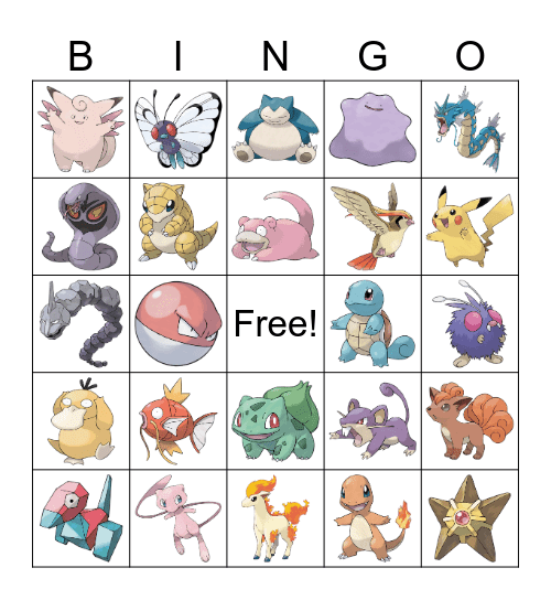 Pokemon Bingo Card