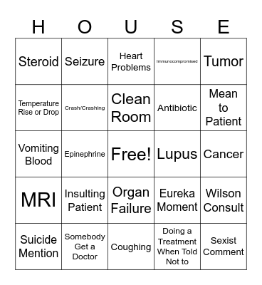 House MD Bingo Card