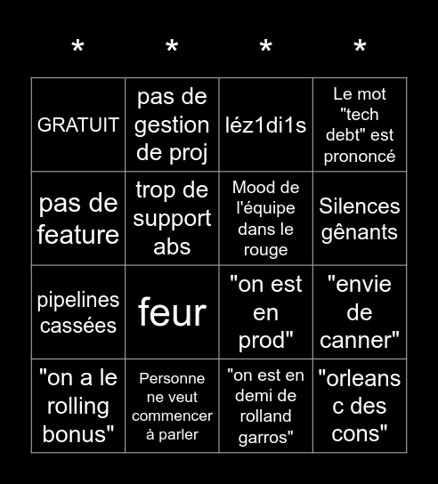LE BINGO DU LA RETRO Bingo Card