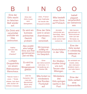 MILA'S BACHELORETTE PARTY Bingo Card
