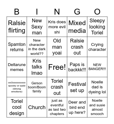 Austins deltarune bingoooo Bingo Card