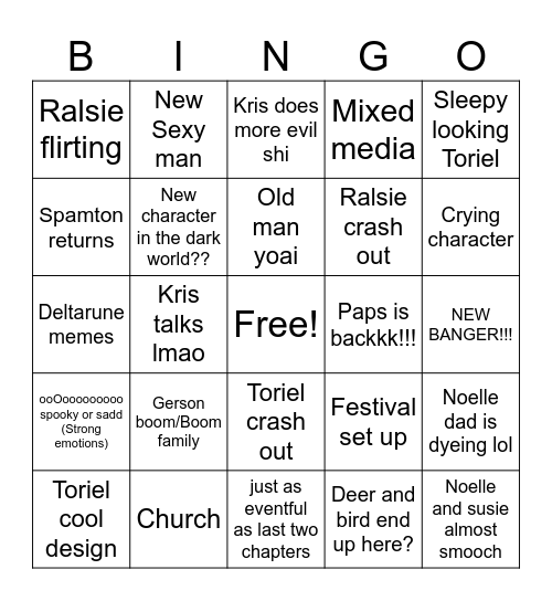 Austins deltarune bingoooo Bingo Card