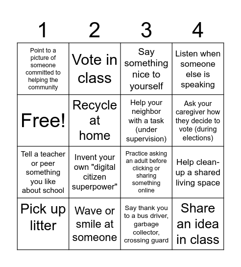 Be Kind! Bingo Card